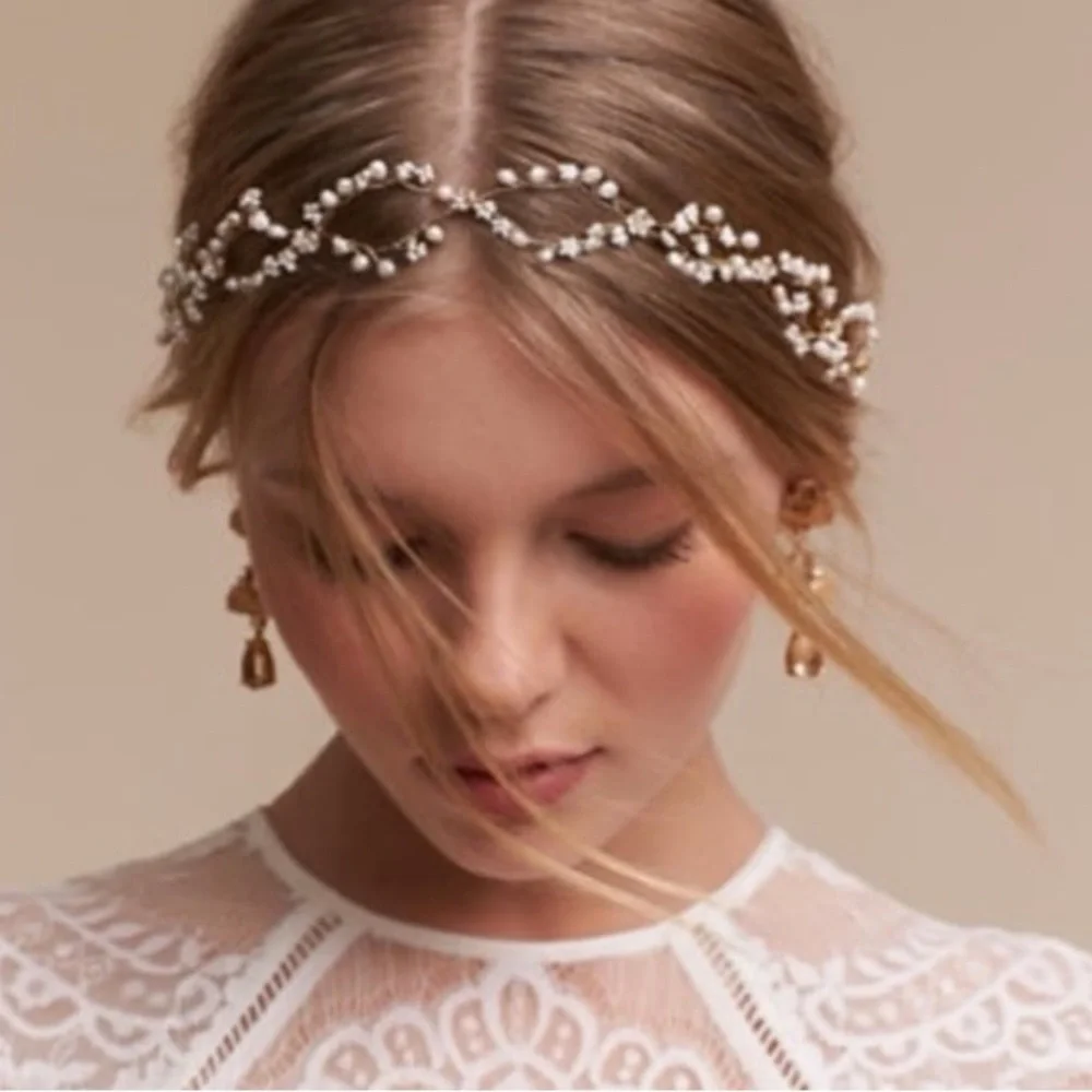 BHLDN pearldrop gold halo - Picture 1 of 4
